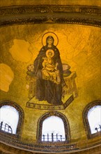 Turkey, Istanbul, Sultanahmet Haghia Sophia Mural of Virgin Mary holding the baby infant Jesus in
