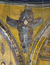 Turkey, Istanbul, Sultanahmet Haghia Sophia Mural of a six winged seraph or angel below the central