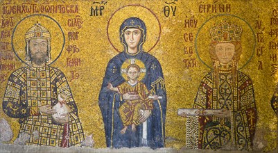 Turkey, Istanbul, Sultanahmet Haghia Sophia mosaic of the Virgin Mary holding the baby Jesus with