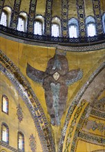Turkey, Istanbul, Sultanahmet Haghia Sophia Mural of a six winged seraph or angel below the central