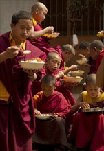 Buddhist Monks at Lunch break Sikkim, India