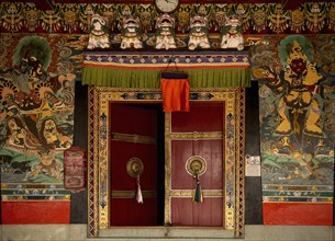 ART IN BUDDHIST MONASTERIES OF SIKKIM INDIA - PAINTED DOORS