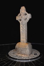 Ireland, County Offaly, Clonmacnoise monastery, South Cross preserved in controlled atmospheric