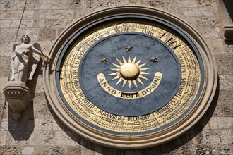 Italy, Sicily, Piazza Del Duomo, Messina Cathedral Astronomical clock on clock tower. 
Photo : Mel