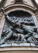 Andrassy Ut WWII memorial relief on premier shopping district in central Pest.