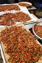 Red chilis in Chinatown market.