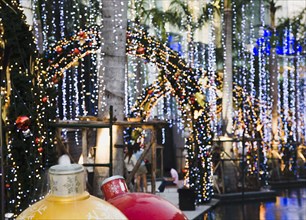 Christmas lights outside Siam Paragon Bangkok's premier shopping Mall.