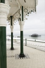 West Pier ruin photographed from the Bedford square bandstand known locally as the Birdcage.
