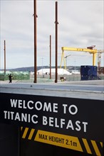 Titanic Quarter Visitor centre carpark entrance welcome sign