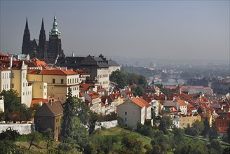 St Vitus Cathedral rises above the city and the River Vltava.
