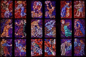 St Vitus Cathedral interior a section of stained glass window.