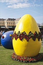 Giant painted Easter eggs at entrance of the Easter Market at the Schonbrunn Palace.
