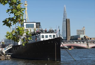 HMS President has been moored in the Thames near the Embankment station for more than 80 years