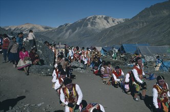 Peru, Cusco, Vilcanota Mountains, Ice Festival of Qoyllur Riti. Pre Columbian in origin but of