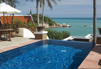 Thailand, Koh Samui, Choeng Mon Bay, Samui Peninsula Resort. Private Infinity Pool overlooking the