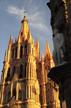 Mexico, Bajio, San Miguel de Allende, La Parroquia de San Miguel Arcangel neo-gothic exterior with