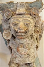 Mexico, Puebla, Cholula, Cholula site museum Clay figure of Huehueteotl the God of fire. Photo :