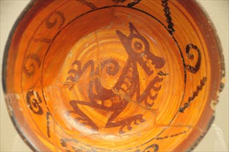 Mexico, Puebla, Cholula, Cholula site museum Ceramic plate from the Cholulteca 3rd Phase A.D.