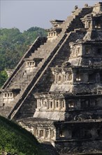 Mexico, Veracruz, Papantla, El Tajin archaeological site Part view of Pyramide de los Nichos. Photo