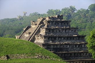 Mexico, Veracruz, Papantla, El Tajin archaeological site Pyramide de los Nichos from the Juaegos de