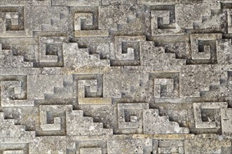 Mexico, Oaxaca, Mitla , Archaeological site Detail of geometric stone mosaic on the Templo de las