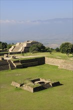 Mexico, Oaxaca, Monte Alban, Site view onto ball court or Juegos de Pelota. Photo : Nick Bonetti