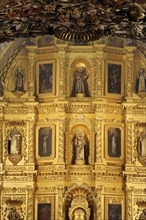 Mexico, Oaxaca, Church of Santo Domingo Interior and carved and gilded altarpiece with paintings