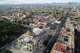 Mexico, Federal District, Mexico City, View across the city from Torre Latinoamericana with Palacio