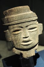 Mexico, Anahuac, Teotihuacan, Anthropomorphic head ceramic representation on display in site museum