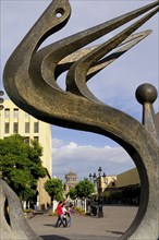Mexico, Jalisco, Guadalajara, Modern sculpture in the Quetzalcoatl Fountain on Plaza Tapatia. Photo