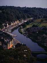 France, Bretagne, Cotes d Armor, Medieval market town of Dinan beside the River Rance. View from
