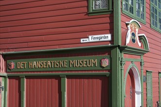 Norway, Bergen, Hanseatic museum building detail on the Bryggen. Photo : Bob Battersby