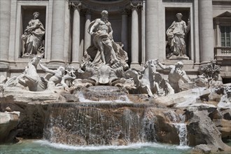 Italy, Lazio, Rome, Piazza di Trevi the baroque Trevi Fountain by Nicola Salvi 1762 against the