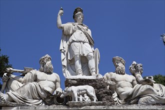 Italy, Lazio, Rome, Statue at the Piazza del Popolo. Photo : Bennett Dean