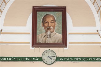 Vietnam, Ho Chi Minh City, Vietnam Portrait of Ho Chi Minh inside the Central Post Office. Photo :