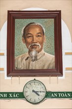 Vietnam, Ho Chi Minh City, Vietnam Portrait of Ho Chi Minh inside the Central Post Office. Photo :