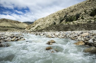 Nepal, Upper Mustang, Lo Manthang, High mountain river near Lo Manthang.Nepal Upper Mustang. Photo