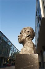 A sculpture of Nelson Mandela's head located outside the Royal Festival Hall, on London's South Bank celebrates the 70th anniversary of the African National Congress (ANC).