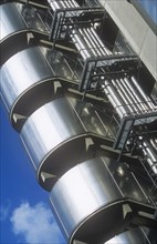 England, London, Detail of the stainless steel exterio of the Lloyds building. 
Photo Sean Aidan /