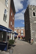 England, West Sussex, Chichester, Square with Carluccios and Raymond Blanc restaurants in the St