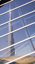 UAE, Dubai, Glass reflection of Burj Khalifa tower. 
Photo John Dakers / Eye Ubiquitous