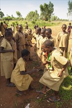 Burundi, Cibitoke Province, Buganda, Ruhagurika Primary School girls dancing during their playtime