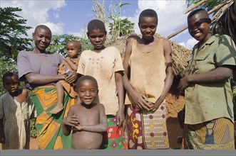 Burundi, Cibitoke Province, Kirundo, Burundi Kirundo A family beside the road living in poverty