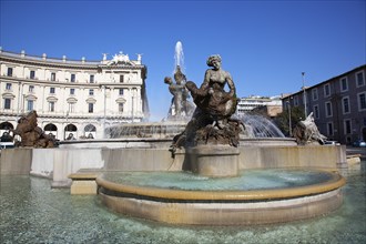 Italy, Lazio, Rome, Piazza della Repubblica detail of the Fountain of the Naiads. 
Photo Stephen