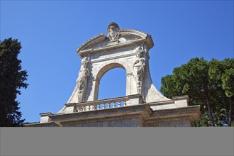 Italy, Lazio, Rome, Entrance to Horti Farnesiani originally the Domus Tiberiana one of the oldest