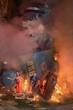 Spain, Valencia Province, Valencia, La Crema, The Burning of the Papier Mache figures in the street