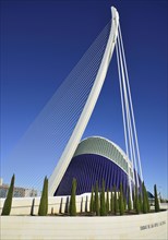 Spain, Valencia Province, Valencia, La Ciudad de las Artes y las Ciencias  City of Arts and Sciences  El Pont de lAssut de lOr Bridge and Agora.