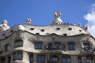 Spain, Catalonia, Barcelona, La Pedrera or Casa Mila on Passeig de Gracia  deisgned by Antoni Gaudi