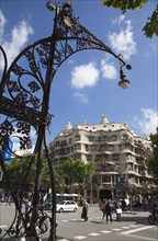 Spain, Catalonia, Barcelona, La Pedrera or Casa Mila on Passeig de Gracia  deisgned by Antoni Gaudi