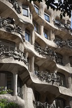 Spain, Catalonia, Barcelona, La Pedrera or Casa Mila on Passeig de Gracia  deisgned by Antoni Gaudi.